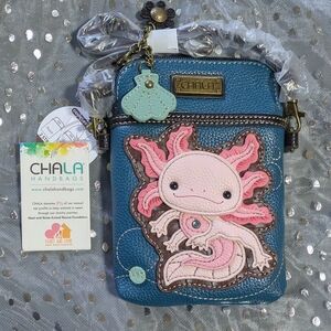 Chala Teal and Pink Axolotl Crossbody Bag